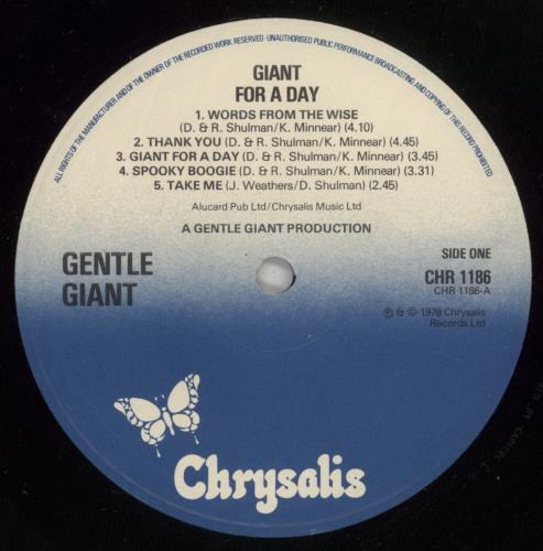 Gentle Giant Giant For A Day - Complete - EX vinyl LP album (LP record) UK GTLLPGI133588