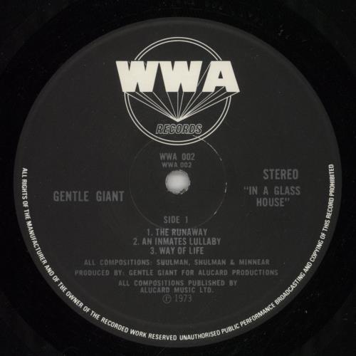 Gentle Giant In A Glass House - VG vinyl LP album (LP record) UK GTLLPIN545802