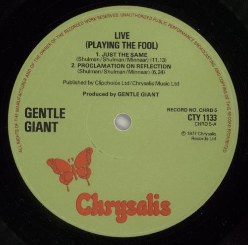 Gentle Giant Live - Playing The Fool - 1st - VG 2-LP vinyl record set (Double LP Album) UK GTL2LLI877263