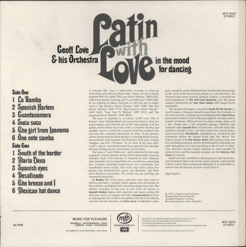 Geoff Love Latin With Love vinyl LP album (LP record) UK GL0LPLA329509