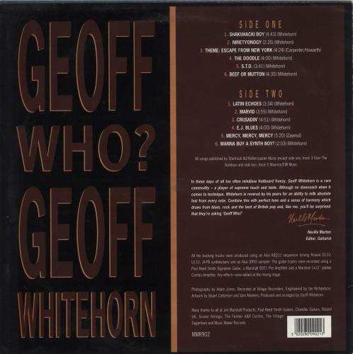Geoff Whitehorn Geoff Who? vinyl LP album (LP record) US 99-LPGE880405