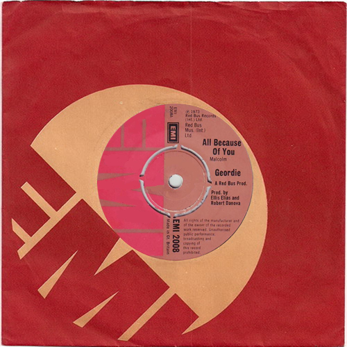 Geordie All Because Of You 7" vinyl single (7 inch record / 45) UK GDI07AL133148