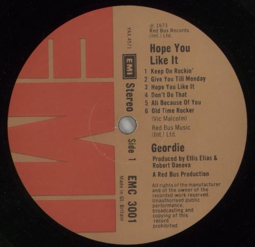 Geordie Hope You Like It - VG vinyl LP album (LP record) UK GDILPHO775338
