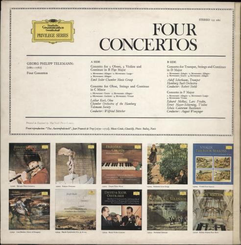 Georg Philipp Telemann Four Concertos vinyl LP album (LP record) UK S7YLPFO766588