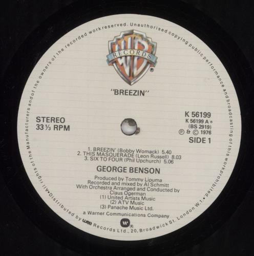 George Benson Breezin' vinyl LP album (LP record) UK GBELPBR791657