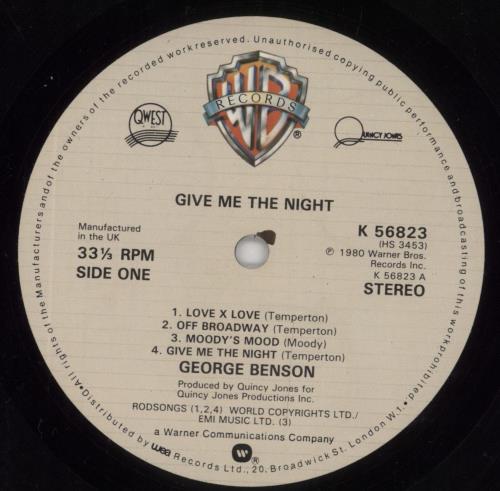George Benson Give Me The Night vinyl LP album (LP record) UK GBELPGI290702