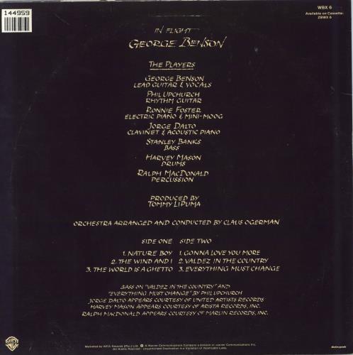 George Benson In Flight vinyl LP album (LP record) South African GBELPIN793971