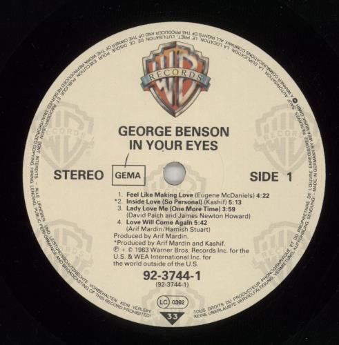 George Benson In Your Eyes vinyl LP album (LP record) German GBELPIN278358