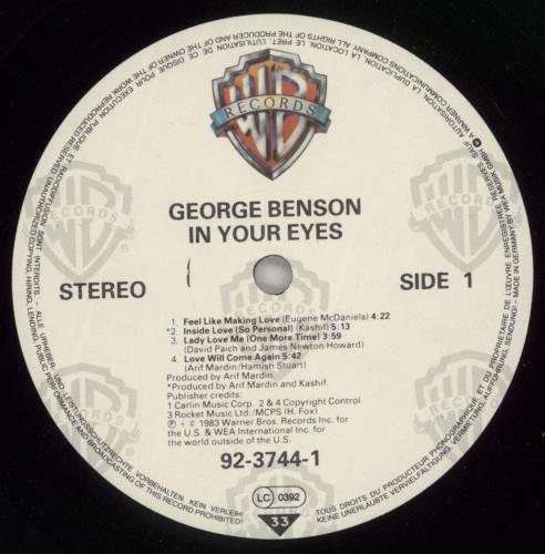 George Benson In Your Eyes vinyl LP album (LP record) German GBELPIN879942