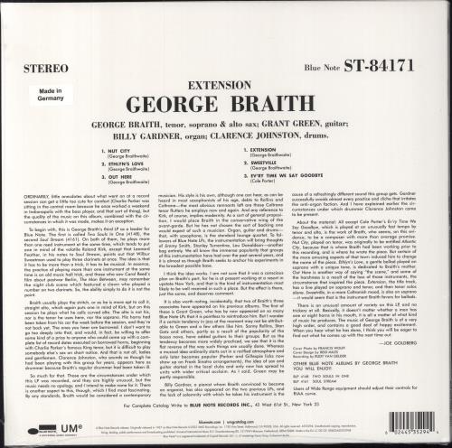 George Braith Extension - 180g vinyl LP album (LP record) German GZ3LPEX797164