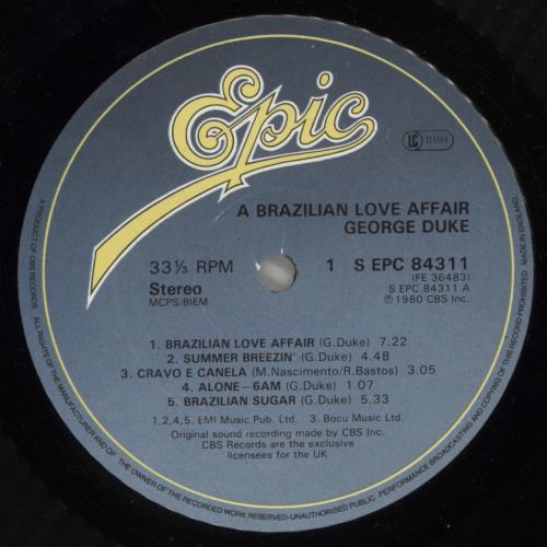 George Duke A Brazilian Love Affair vinyl LP album (LP record) UK GA9LPAB495110