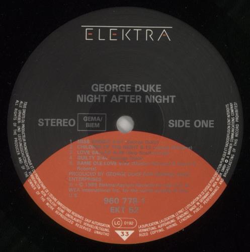 George Duke Night After Night vinyl LP album (LP record) UK GA9LPNI756335