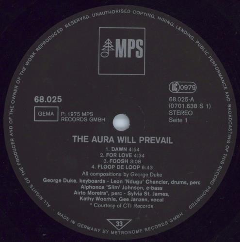 George Duke The Aura Will Prevail vinyl LP album (LP record) German GA9LPTH809520