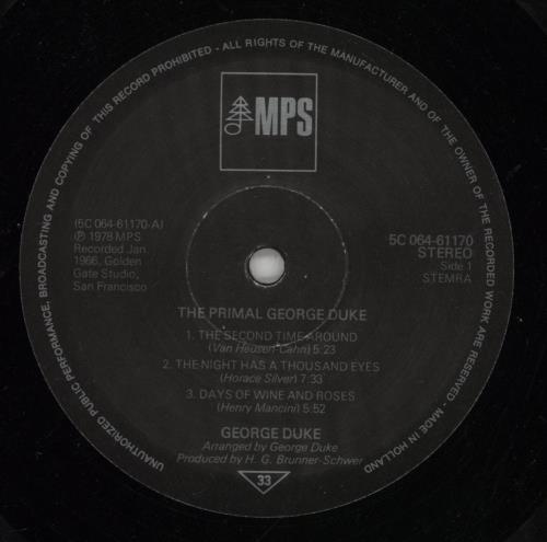 George Duke The Primal George Duke vinyl LP album (LP record) Dutch GA9LPTH870680