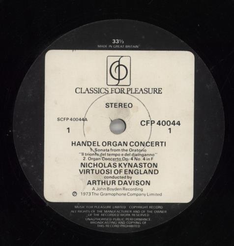 George Frideric Handel Handel Organ Concerti vinyl LP album (LP record) UK HJRLPHA673873