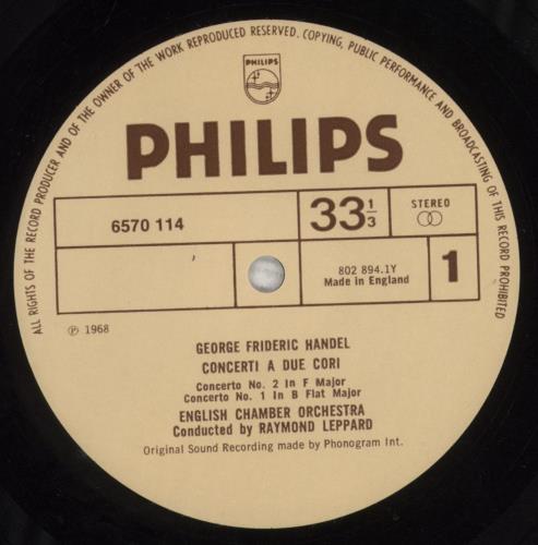 George Frideric Handel Handel: Concerti A Due Cori vinyl LP album (LP record) Dutch HJRLPHA853018