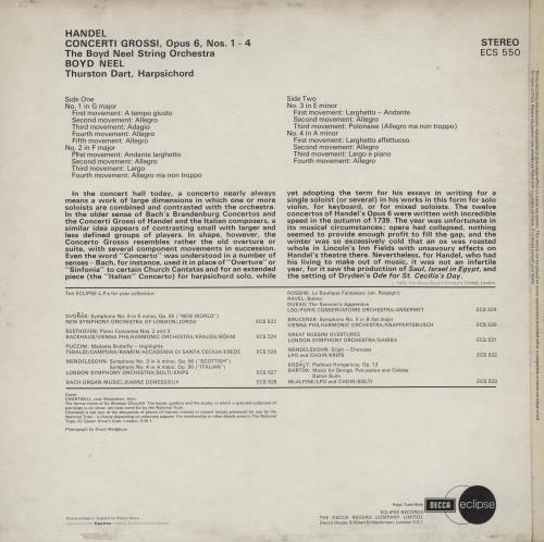 George Frideric Handel Handel: Concerti Grossi, Opus 6, Nos. 1-4 vinyl LP album (LP record) UK HJRLPHA759043