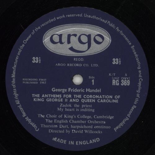 George Frideric Handel Handel: Coronation Anthems vinyl LP album (LP record) UK HJRLPHA867517