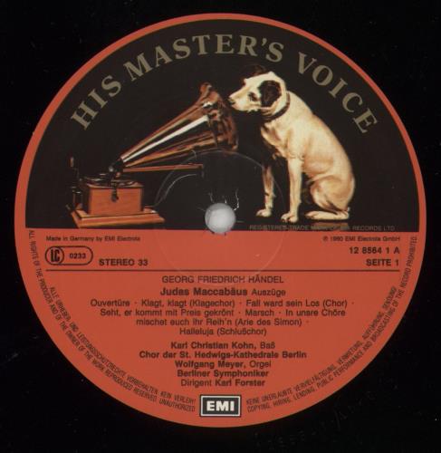 George Frideric Handel Handel: Judas Maccabaus - Der Messias. Auszge vinyl LP album (LP record) German HJRLPHA864011