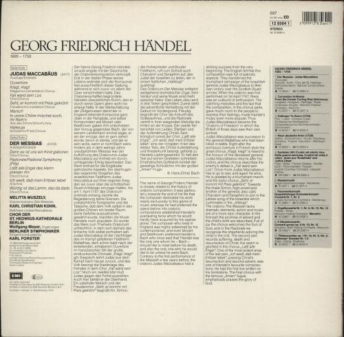 George Frideric Handel Handel: Judas Maccabaus - Der Messias. Auszge vinyl LP album (LP record) German HJRLPHA864011
