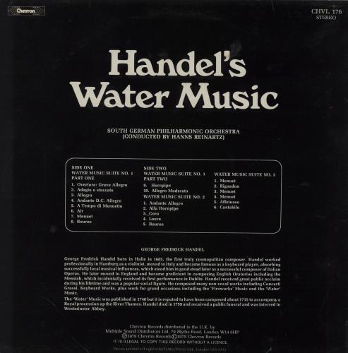 George Frideric Handel Handel's Water Music vinyl LP album (LP record) UK HJRLPHA757513