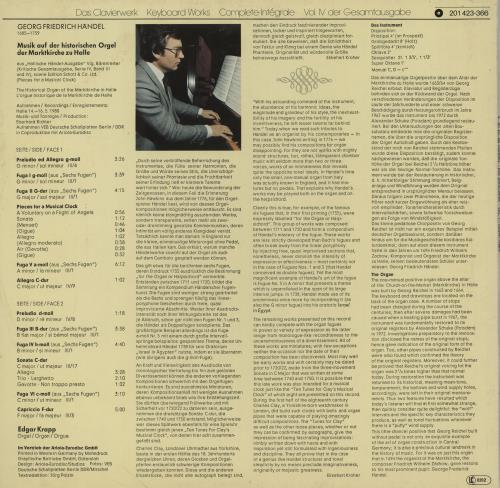 George Frideric Handel Keyboard Works vinyl LP album (LP record) UK HJRLPKE758258