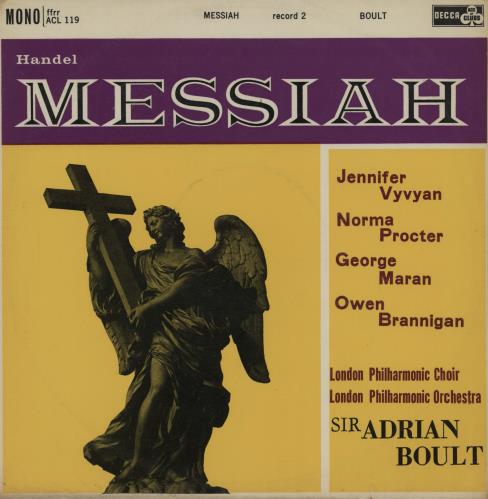 George Frideric Handel Messiah 2-LP vinyl record set (Double LP Album) UK HJR2LME760207