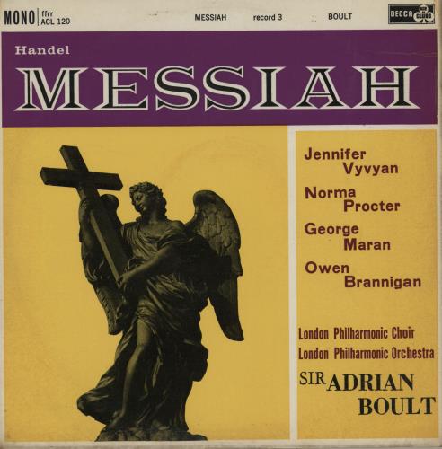 George Frideric Handel Messiah 2-LP vinyl record set (Double LP Album) UK HJR2LME760207