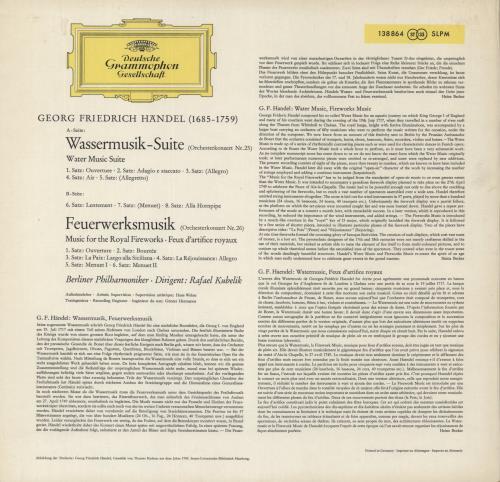 George Frideric Handel Water Music Suite & Music for the Royal Fireworks vinyl LP album (LP record) UK HJRLPWA531950