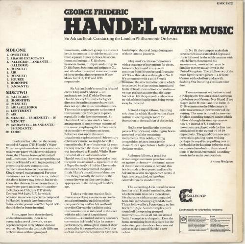 George Frideric Handel Water Music vinyl LP album (LP record) UK HJRLPWA703000