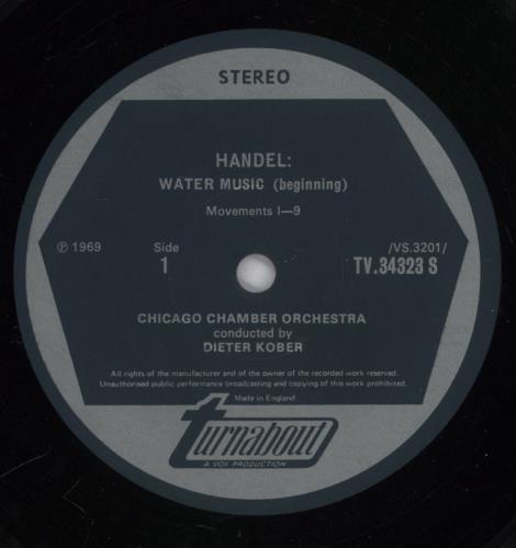 George Frideric Handel Water Music vinyl LP album (LP record) US HJRLPWA893818