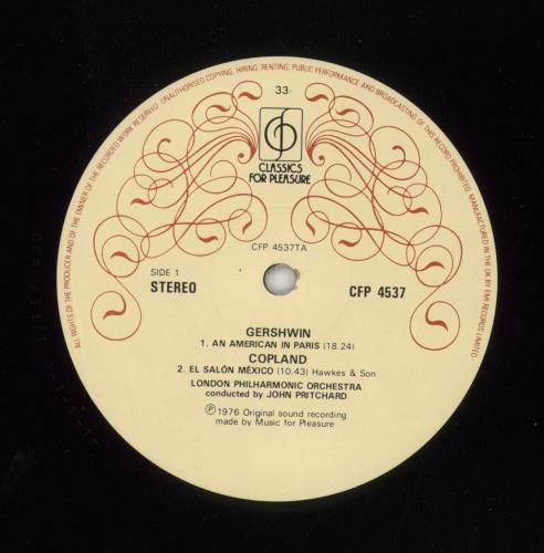 George Gershwin Gershwin: An American In Paris, Porgy And Bess Suite / Copland: El Sal�n M�xico vinyl LP album (LP record) UK G/GLPGE863802