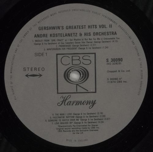 George Gershwin Gershwin's Greatest Hits Vol. II vinyl LP album (LP record) UK G/GLPGE880265
