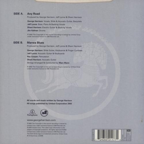 George Harrison Any Road 7" vinyl single (7 inch record / 45) UK GHA07AN245086