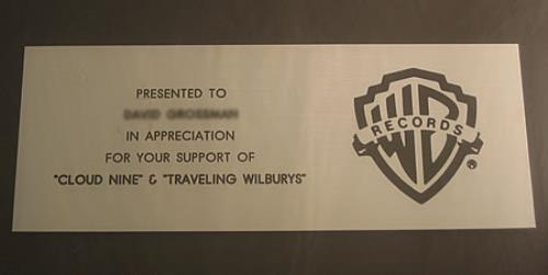 George Harrison Cloud Nine & Traveling Wilburys award disc US GHAAWCL287386
