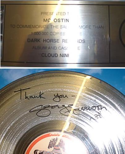 George Harrison Cloud Nine - AUTOGRAPHED award disc US GHAAWCL287388