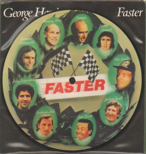 George Harrison Faster + Insert 7" vinyl picture disc (7 inch picture disc single) UK GHA7PFA64679