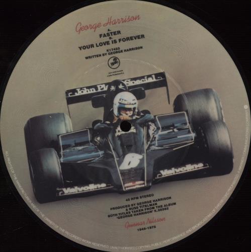 George Harrison Faster + Insert 7" vinyl picture disc (7 inch picture disc single) UK GHA7PFA64679