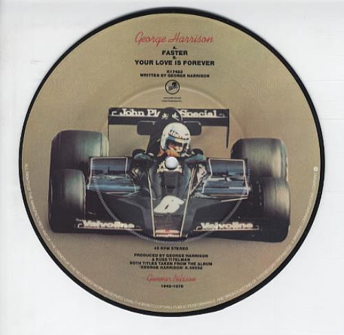 George Harrison Faster 7" vinyl picture disc (7 inch picture disc single) UK GHA7PFA37176