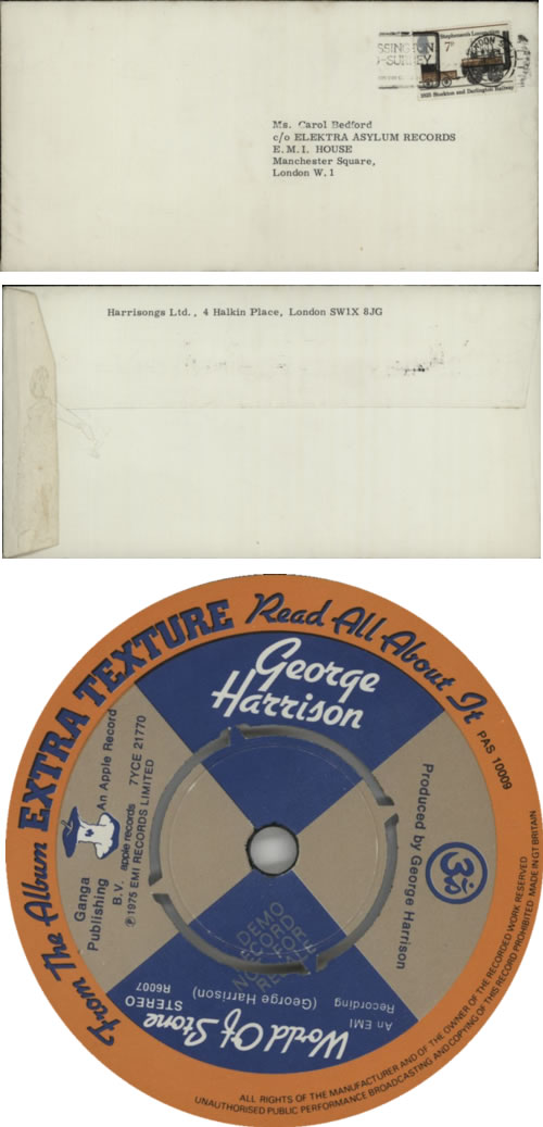 George Harrison Handwritten Thank You Letter to Apple Scruff Carol Bedford memorabilia UK GHAMMHA589324