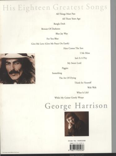 George Harrison His Eighteen Greatest Songs book UK GHABKHI876958