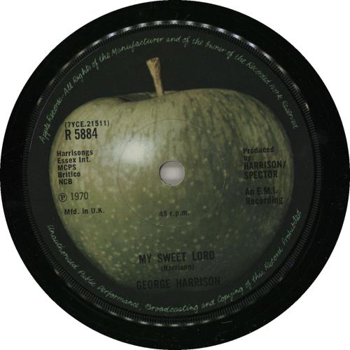 George Harrison My Sweet Lord - 1st - P/S - EX 7" vinyl single (7 inch record / 45) UK GHA07MY569357