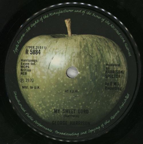 George Harrison My Sweet Lord - 1st - P/S - VG 7" vinyl single (7 inch record / 45) UK GHA07MY569359