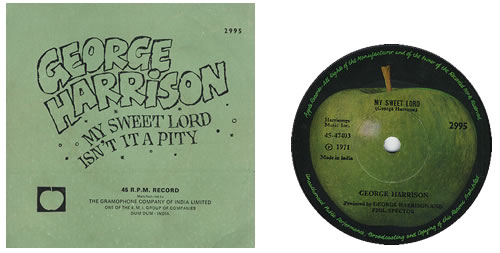 George Harrison My Sweet Lord 7" vinyl single (7 inch record / 45) Indian GHA07MY407083
