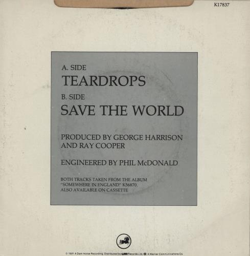 George Harrison Teardrops 7" vinyl single (7 inch record / 45) UK GHA07TE54688