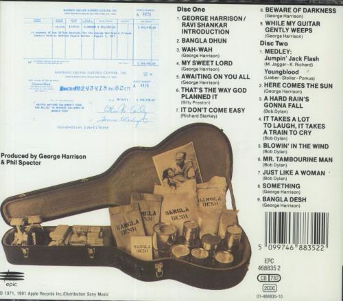 George Harrison The Concert For Bangladesh 2 CD album set (Double CD) UK GHA2CTH831877