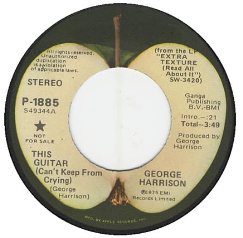 George Harrison This Guitar [Can't Keep From Crying] 7" vinyl single (7 inch record / 45) US GHA07TH399438