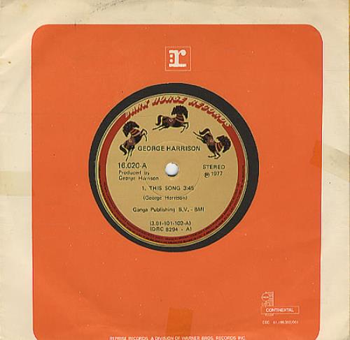George Harrison This Song 7" vinyl single (7 inch record / 45) Brazilian GHA07TH347792