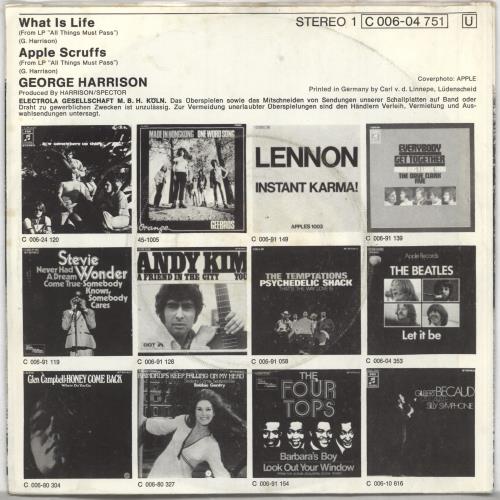 George Harrison What Is Life 7" vinyl single (7 inch record / 45) German GHA07WH698706