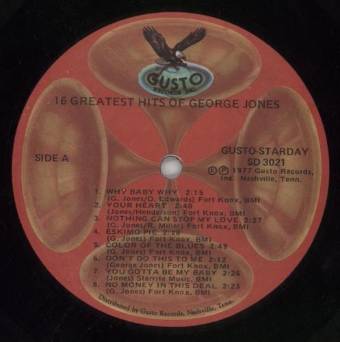George Jones 16 Greatest Hits vinyl LP album (LP record) UK GEJLPGR863543